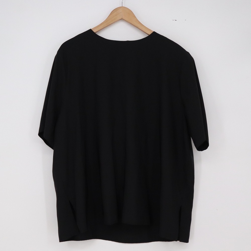 Notations Blouse Womens 2X Short Sleeve Black Side Slit Keyhole Excellent